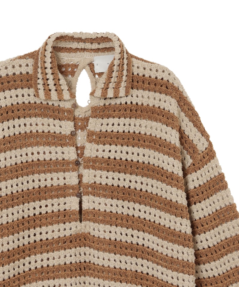 ARE NOT IS / Fluffy WASHI Eyelet Knit Polo