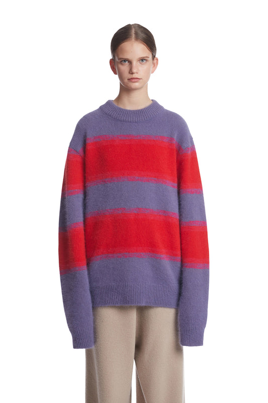 Angora Stripe Knit Sweater