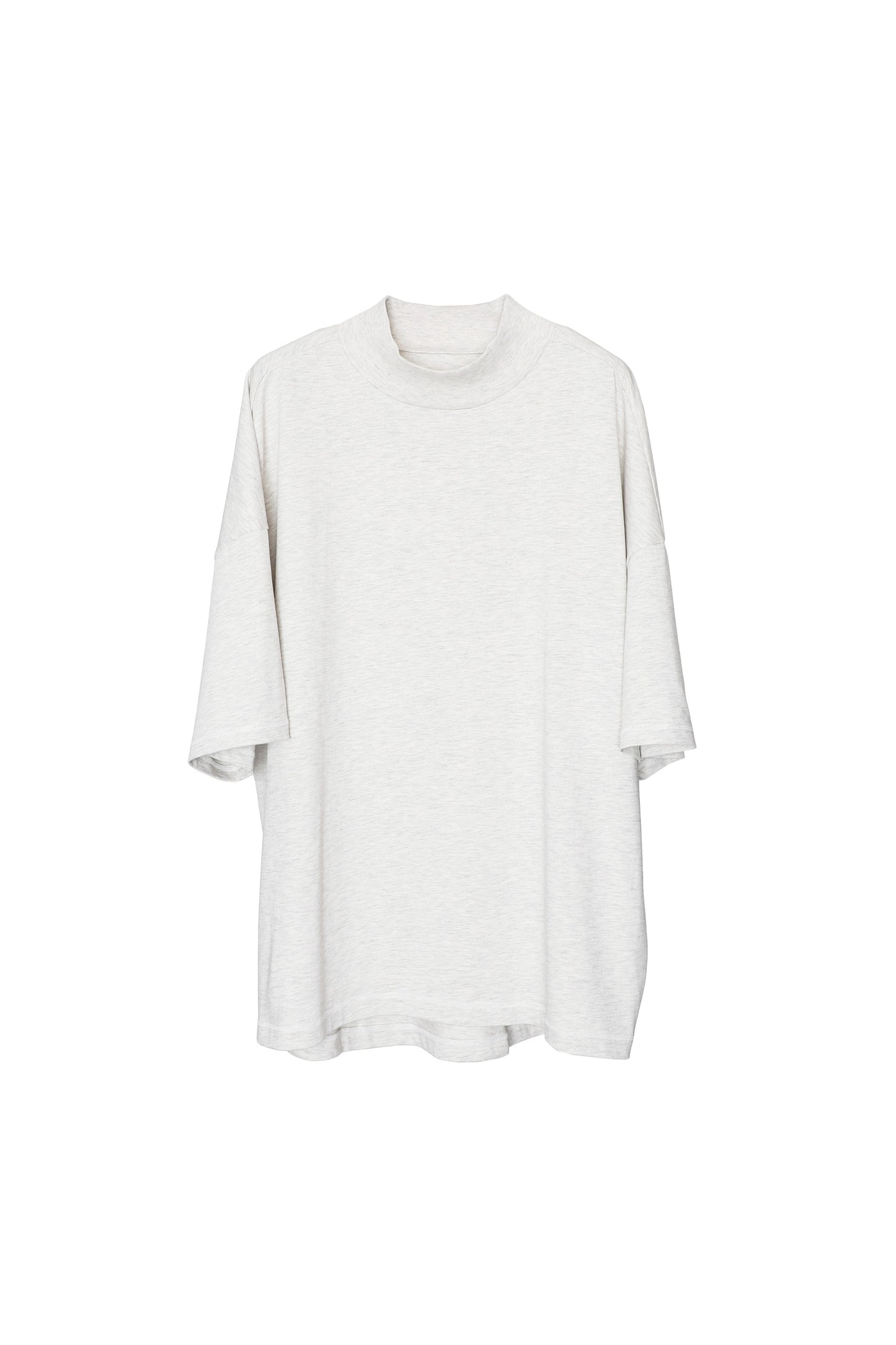 Beige Melange Kayan Mockneck T-Shirt