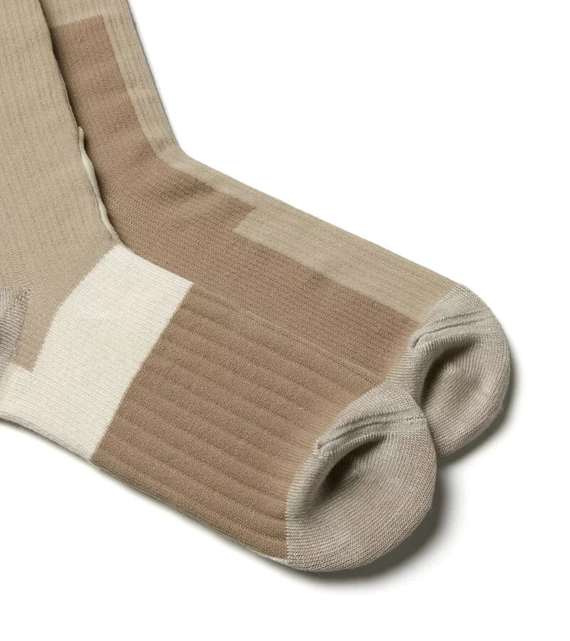 Patch Beige - Patchwork Crew socks