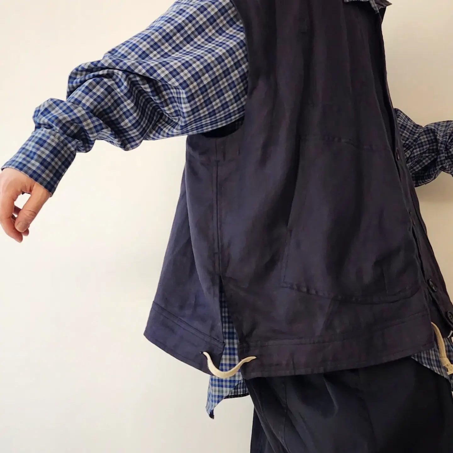 Body Warmer / Dark Grey Dense Herringbone