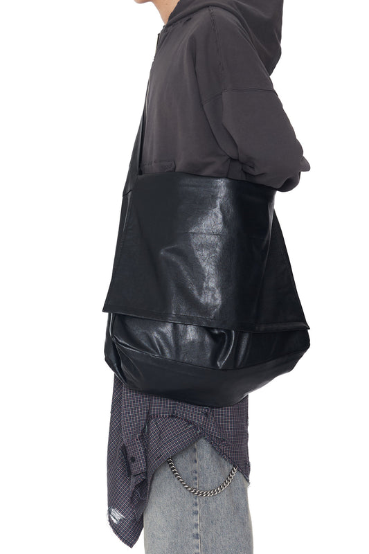 CODA / Black Synthetic Leather Cross Over Bag