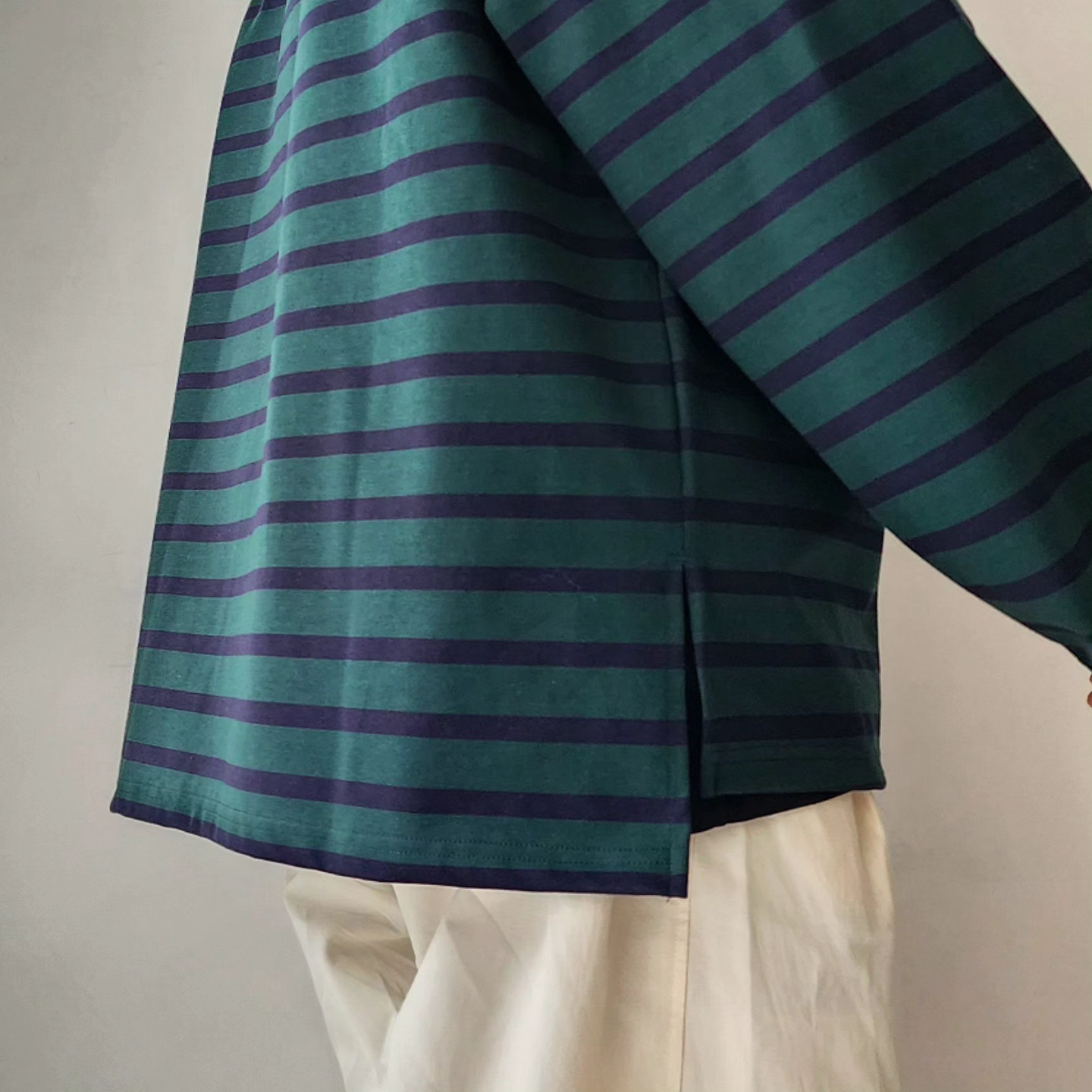 INTERIM / Hyper Big Suvin Giza Basque Border Shirt