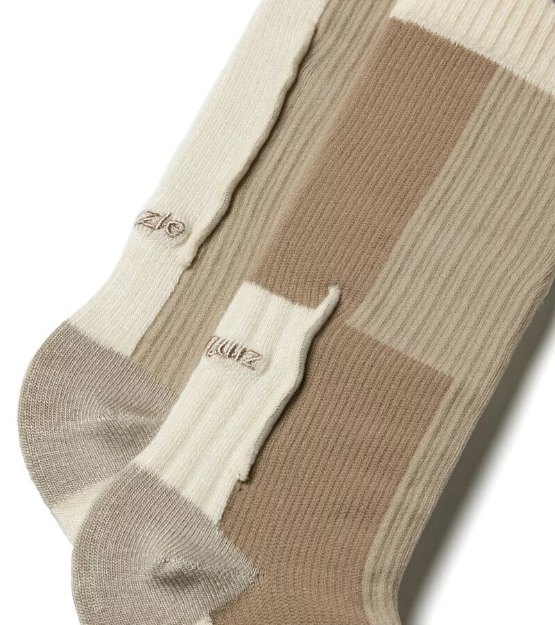 Patch Beige - Patchwork Crew socks