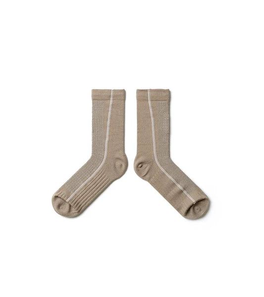 NOZZLEQUIZ / Line Brn - Flat-sew midcalf socks