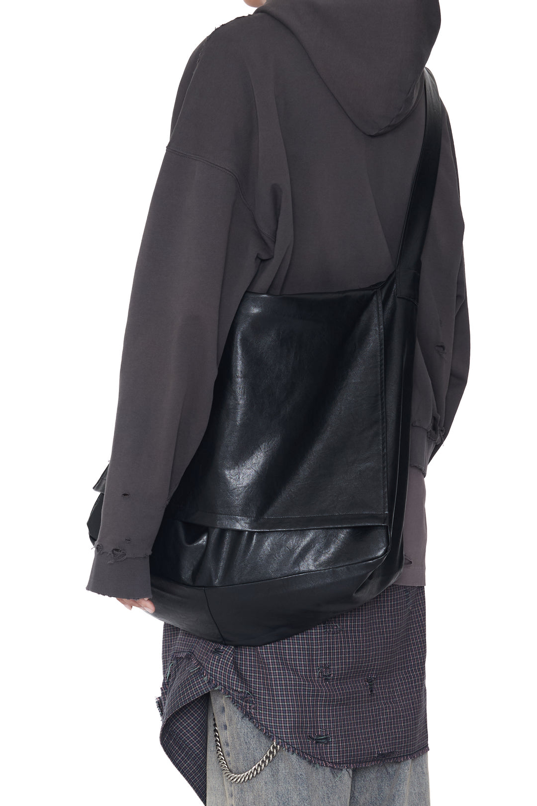CODA / Black Synthetic Leather Cross Over Bag