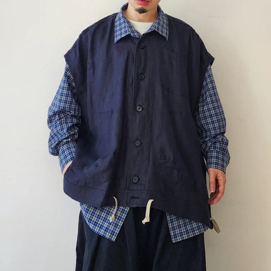 Body Warmer / Dark Grey Dense Herringbone