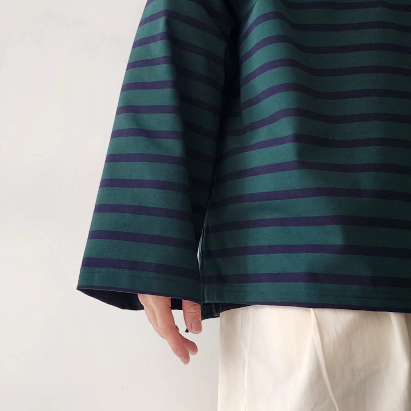 INTERIM / Hyper Big Suvin Giza Basque Border Shirt
