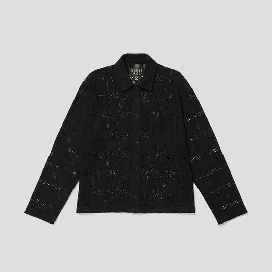 MERELY MADE / Black Merely Flower Knitting Lazy Over Shirket