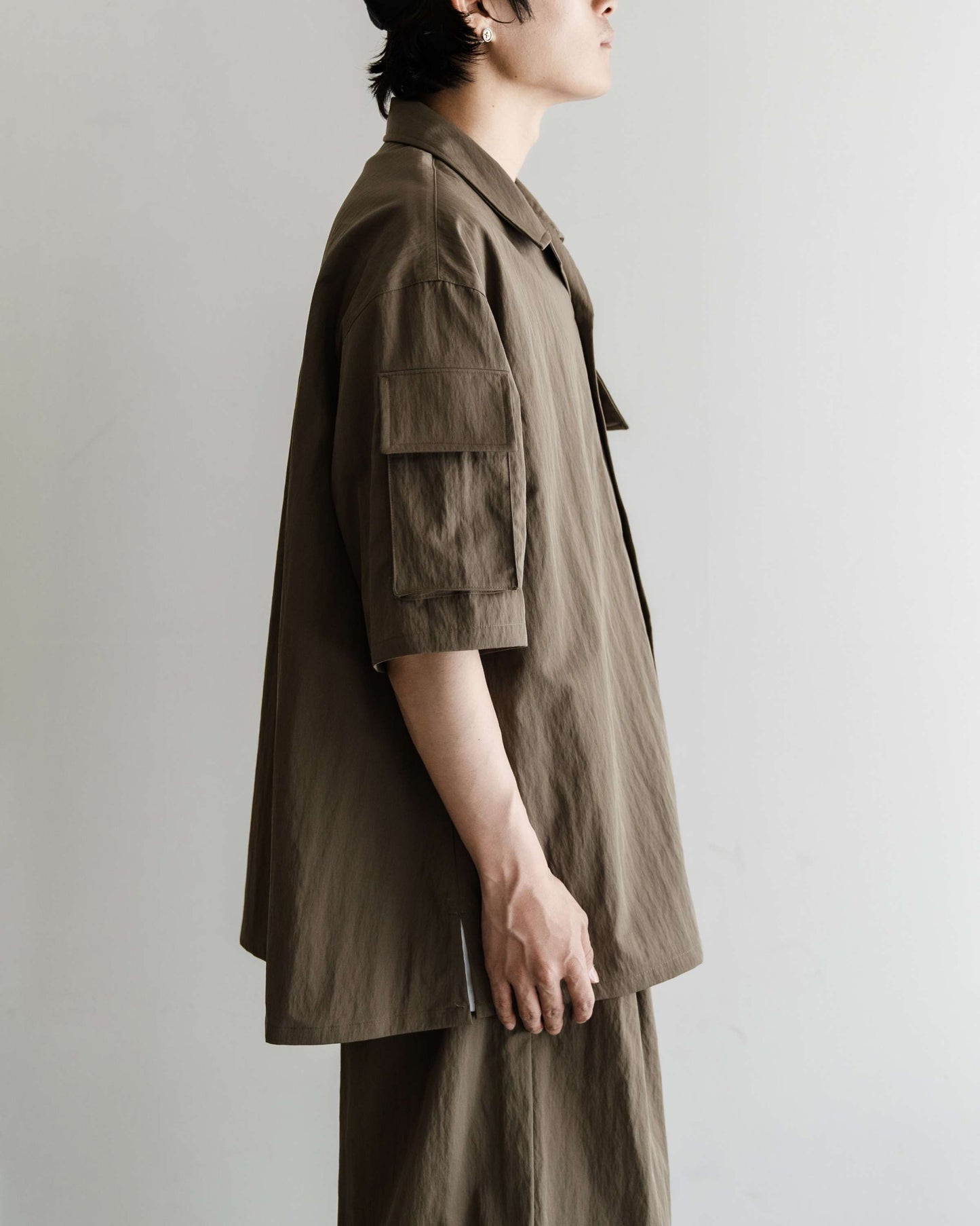 Multi Pocket Half Sleeve Shirts (Dark Beige)
