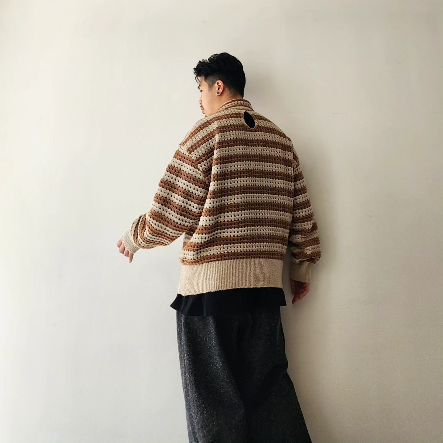 ARE NOT IS / Fluffy WASHI Eyelet Knit Polo