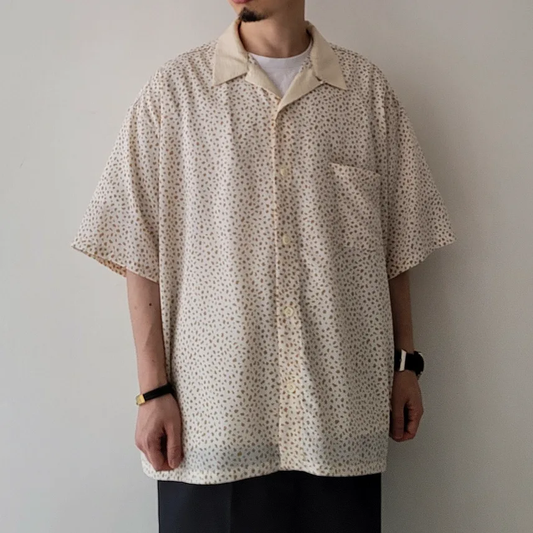 Cow Pattern Open Collar Shirt