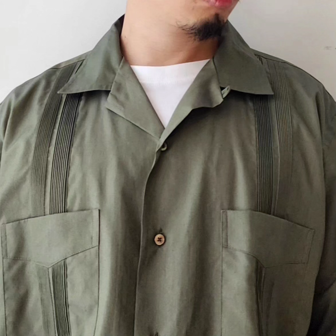 INTERIM / Hyper Big Cotton Silk Poplin Hand Pin Tuck S/S Cuba Shirts