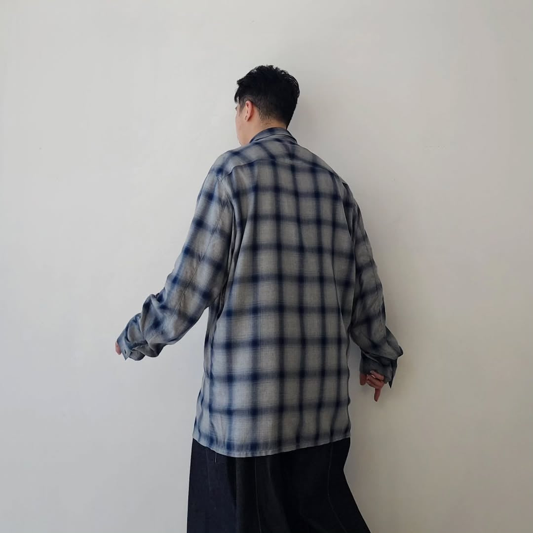 ESSAY / Shadow Check Open Collar Shirt