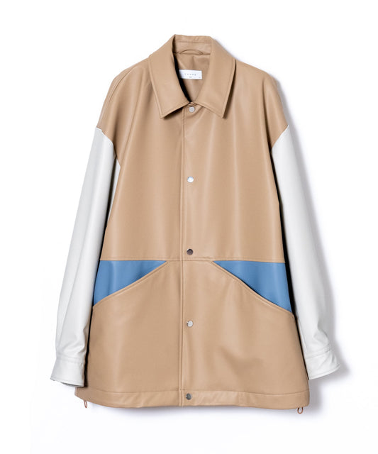 TAUPE / Laminate Blocking Coach Jacket