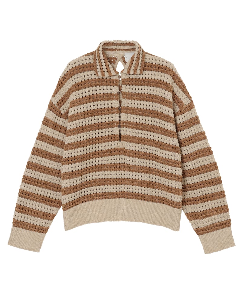 ARE NOT IS / Fluffy WASHI Eyelet Knit Polo