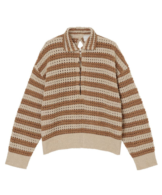 ARE NOT IS / Fluffy WASHI Eyelet Knit Polo