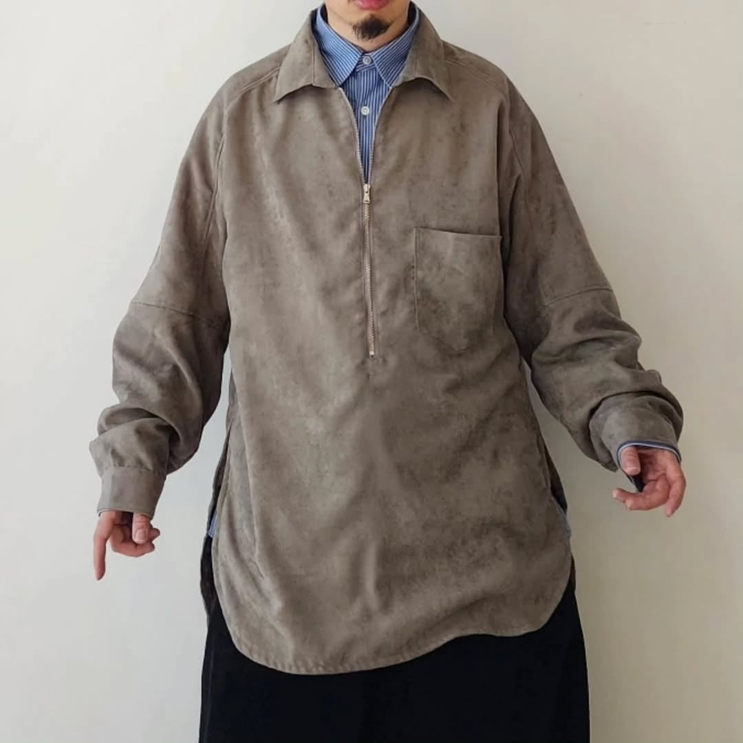 ANCELLM / Vegan Leather Skipper Long LS Zip Shirt – Tree and
