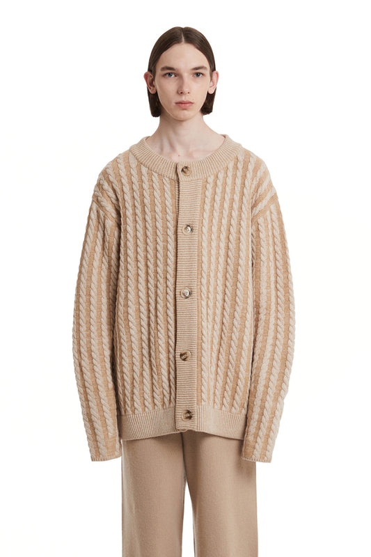 Cable Stripe Knit Cardigan