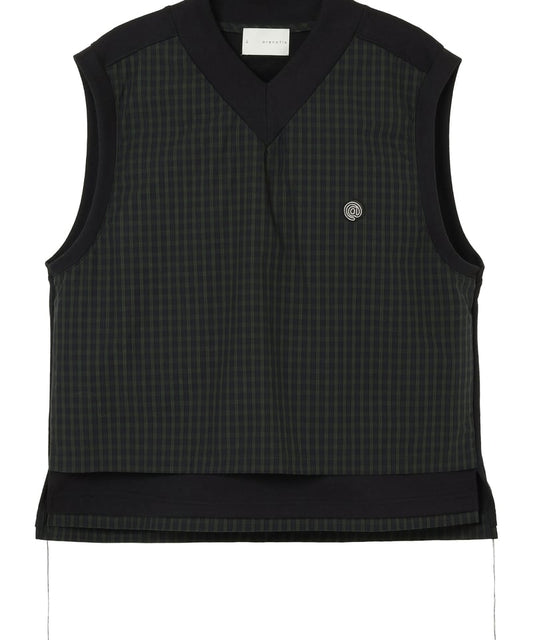 ARE NOT IS / Layered Check Combi Boucle Vest