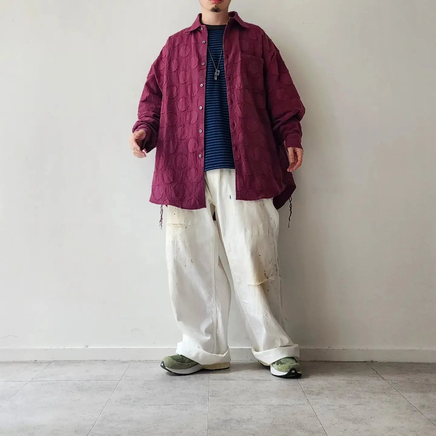 Vintage Purple Jacquard Oversize Shirt