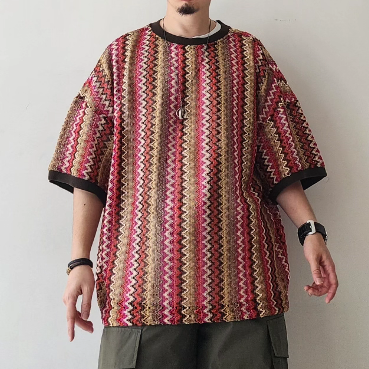 MERELY MADE / Pink Merely Hmong Hoa Knit T-Shirt