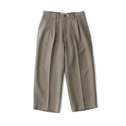 Khaki Check Merely Premium Wide Slacks Pants