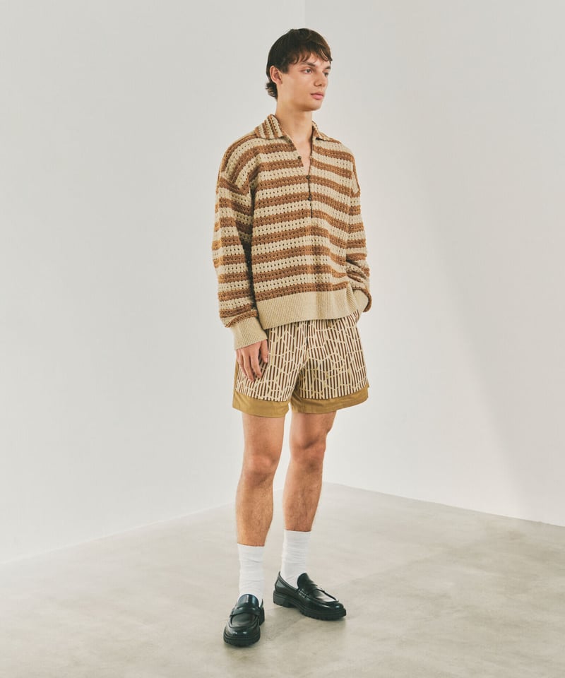 ARE NOT IS / Fluffy WASHI Eyelet Knit Polo
