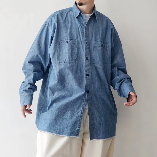 INTERIM / Used Wash Hyper Big Military Shuttle Chambray Shirt