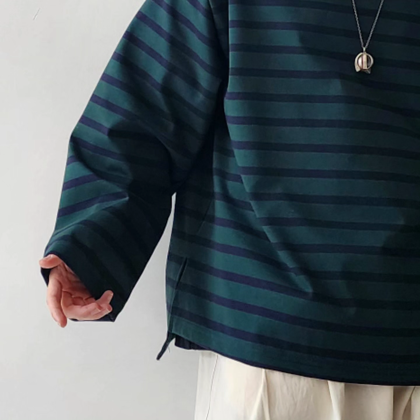 INTERIM / Hyper Big Suvin Giza Basque Border Shirt