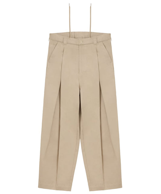 ARE NOT IS / Cut-off Piping Layered Tack Twill Pants