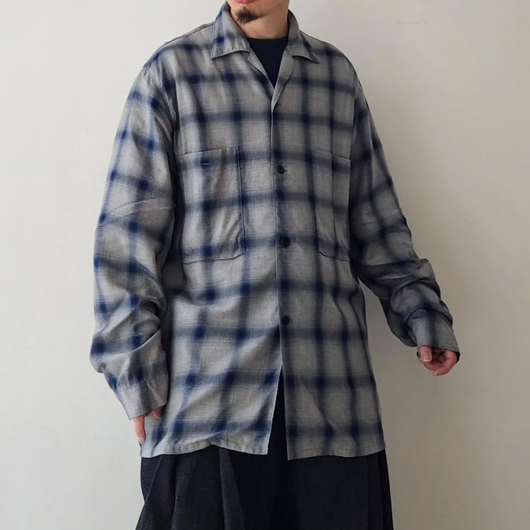 ESSAY / Shadow Check Open Collar Shirt