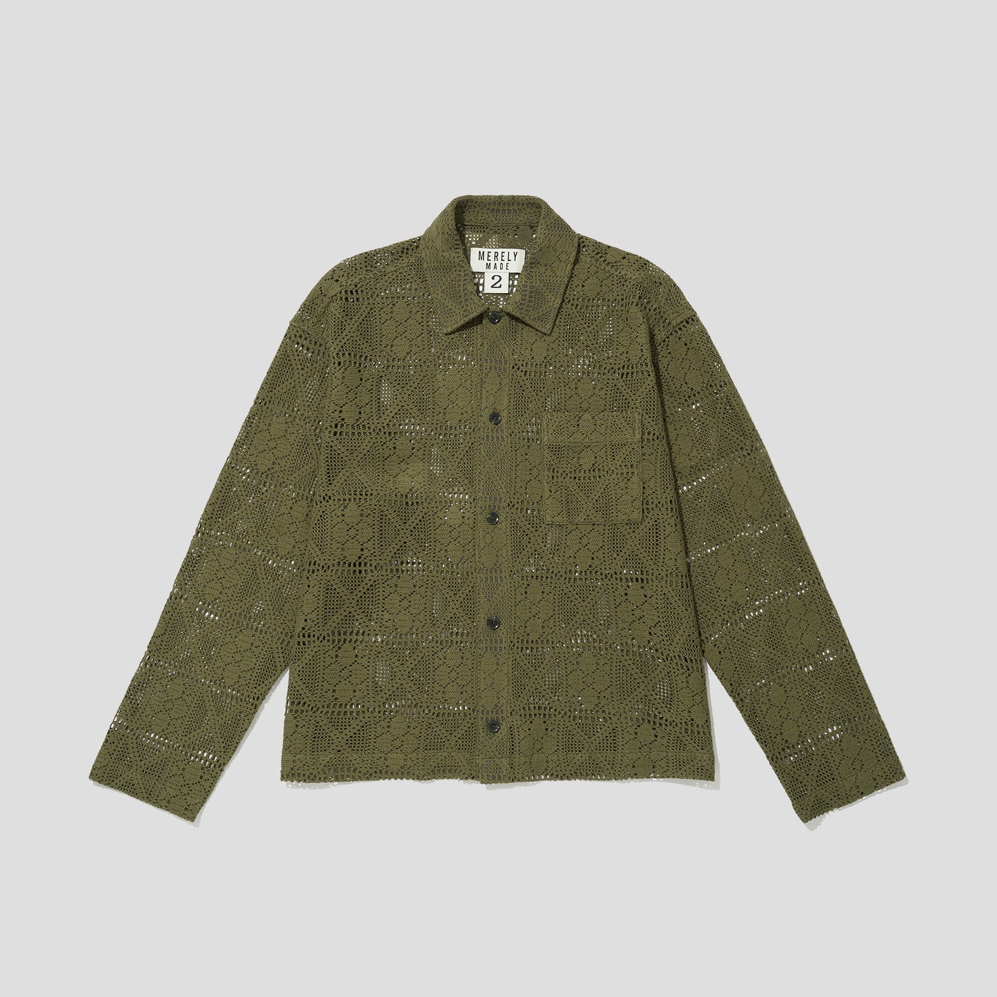 MERELY MADE / Khaki Merely Flower Knitting Lazy Over Shirket