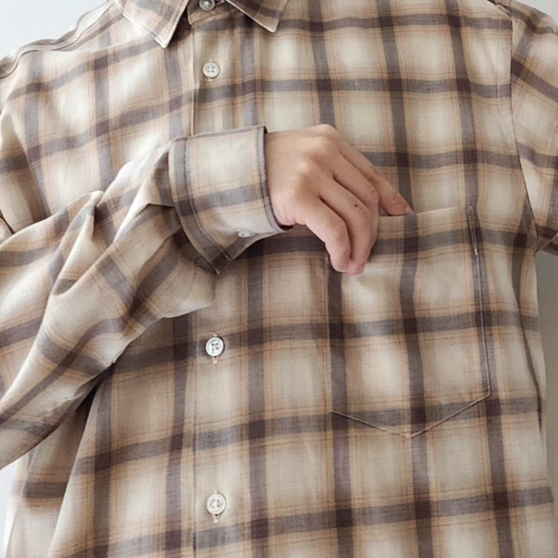 INTERIM / Supima Wool Check Regular Collar Shirt
