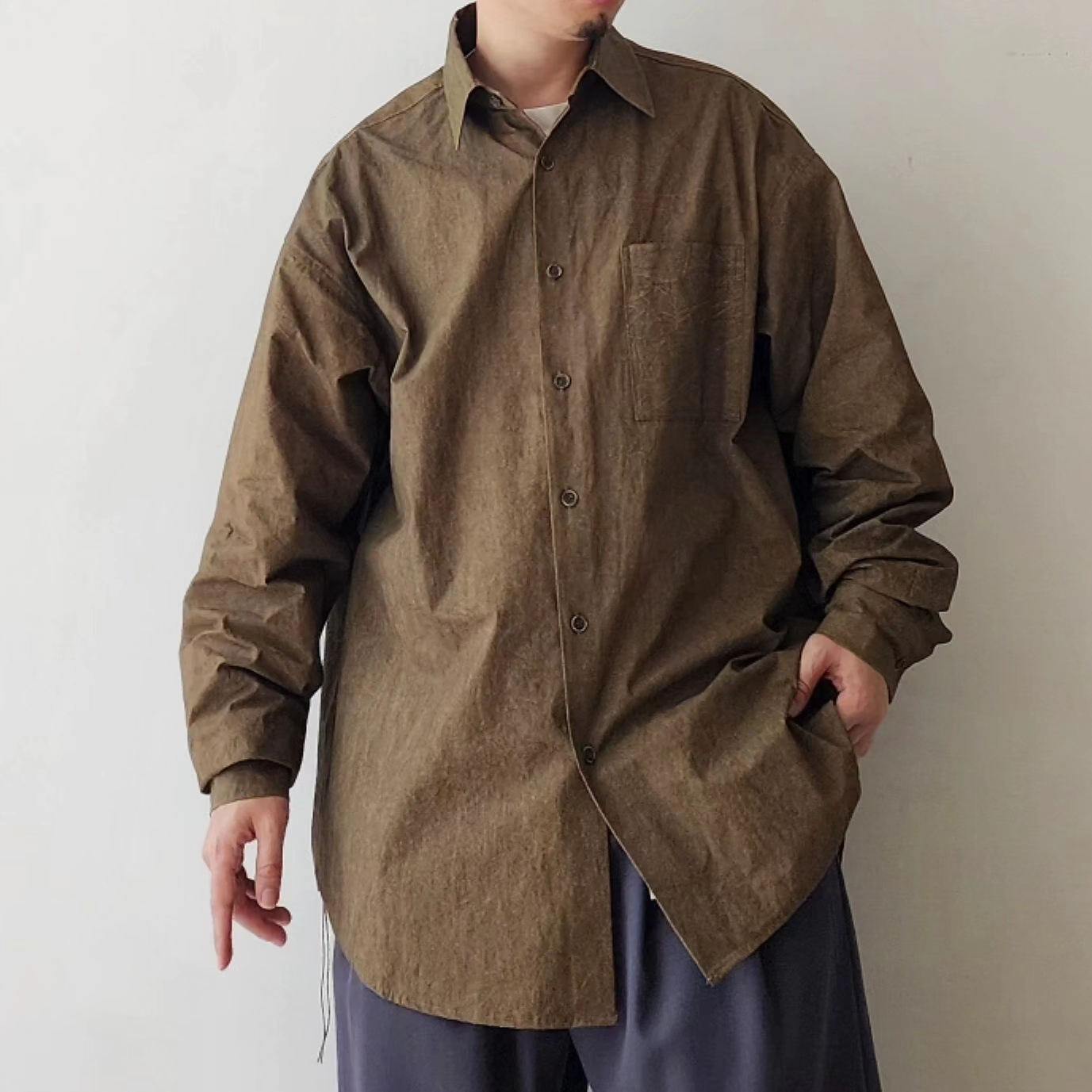 MERELY MADE / Walnut Merely Natural Dyed Lazy Over Shirt