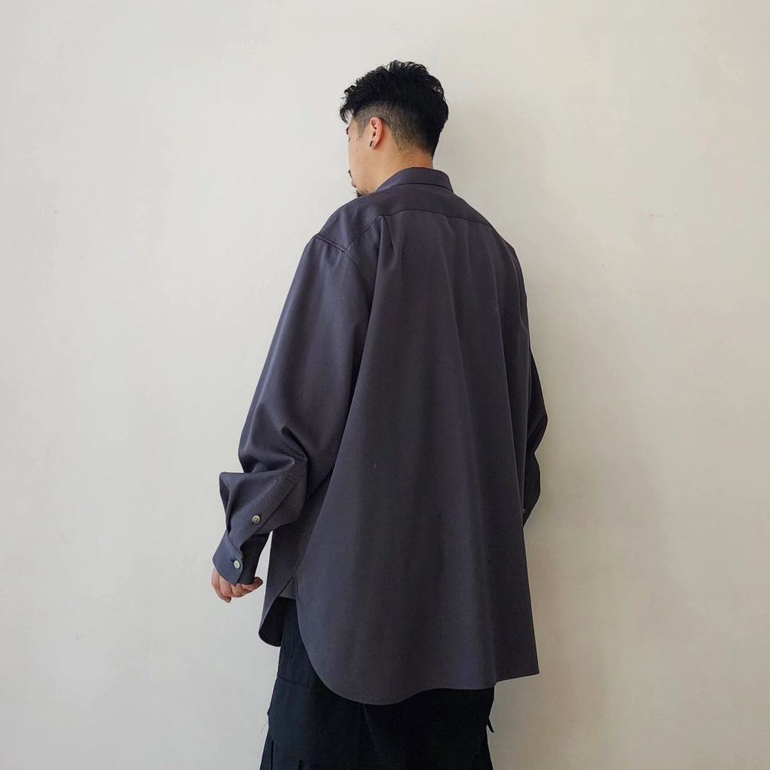 BLANC YM / Wool Gabardine Wide Shirt