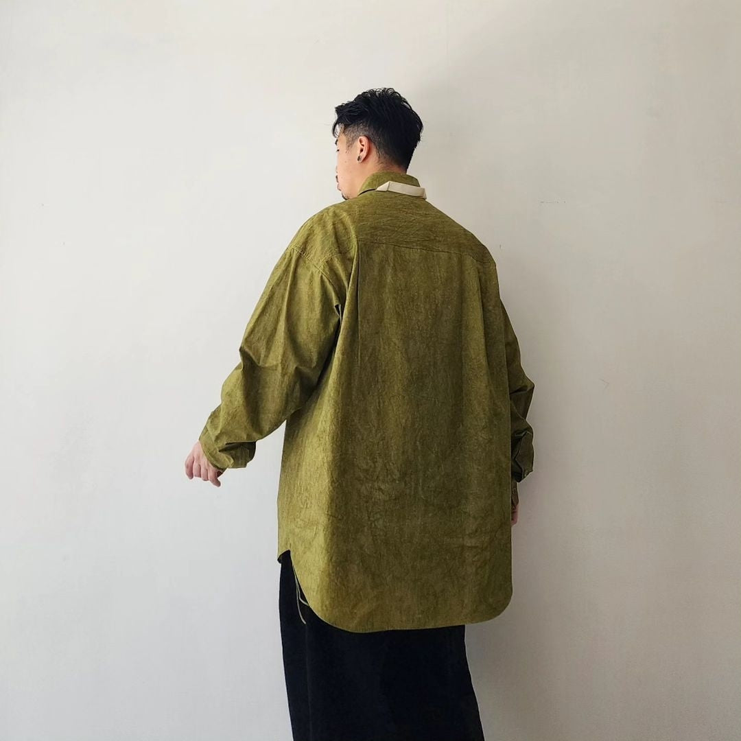 MERELY MADE / Olive Green Merely Natural Dyed Lazy Over Shirt