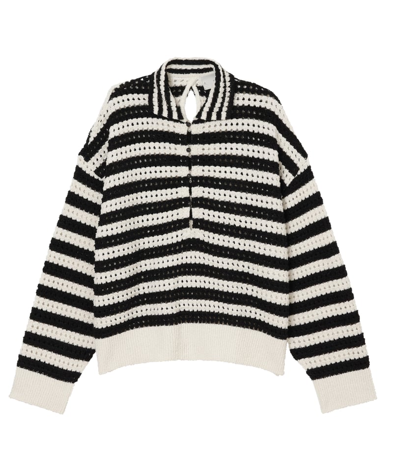 ARE NOT IS / Fluffy WASHI Eyelet Knit Polo
