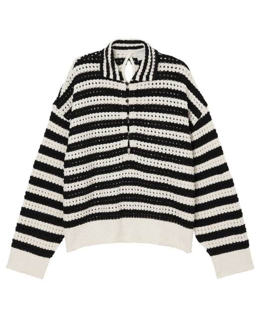 ARE NOT IS / Fluffy WASHI Eyelet Knit Polo