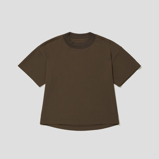 MERELY MADE / Wood Brown Merely Wide Round Neckline T-Shirts