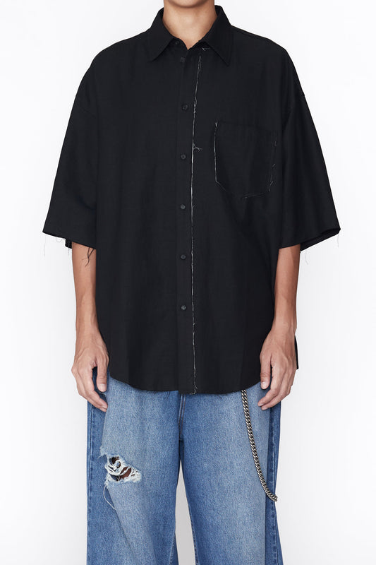 CODA / Black Wrinkle Wool Deviation Shirt