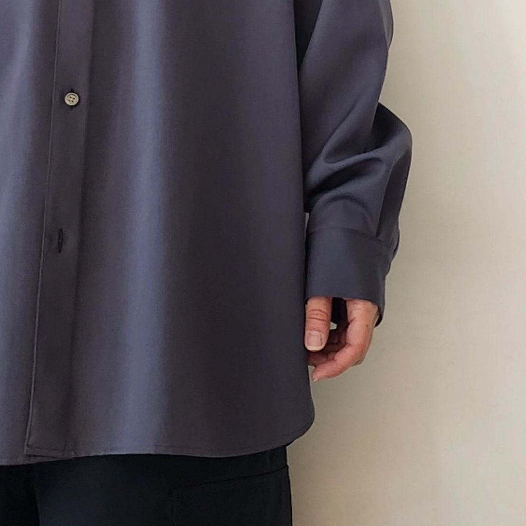 BLANC YM / Wool Gabardine Wide Shirt