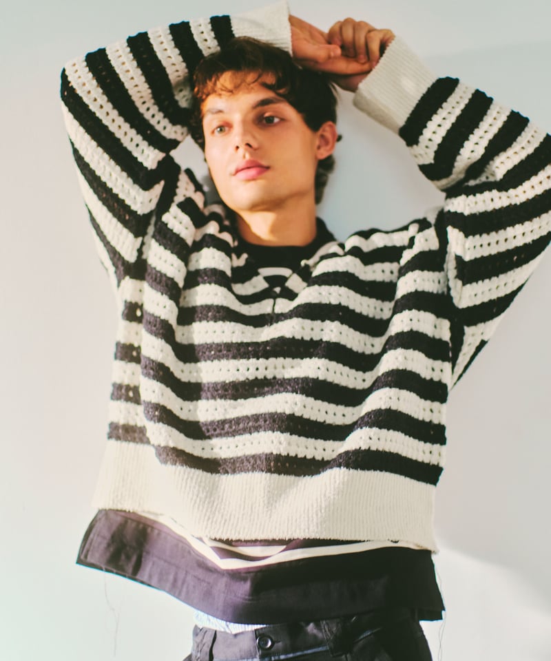 ARE NOT IS / Fluffy WASHI Eyelet Knit Polo