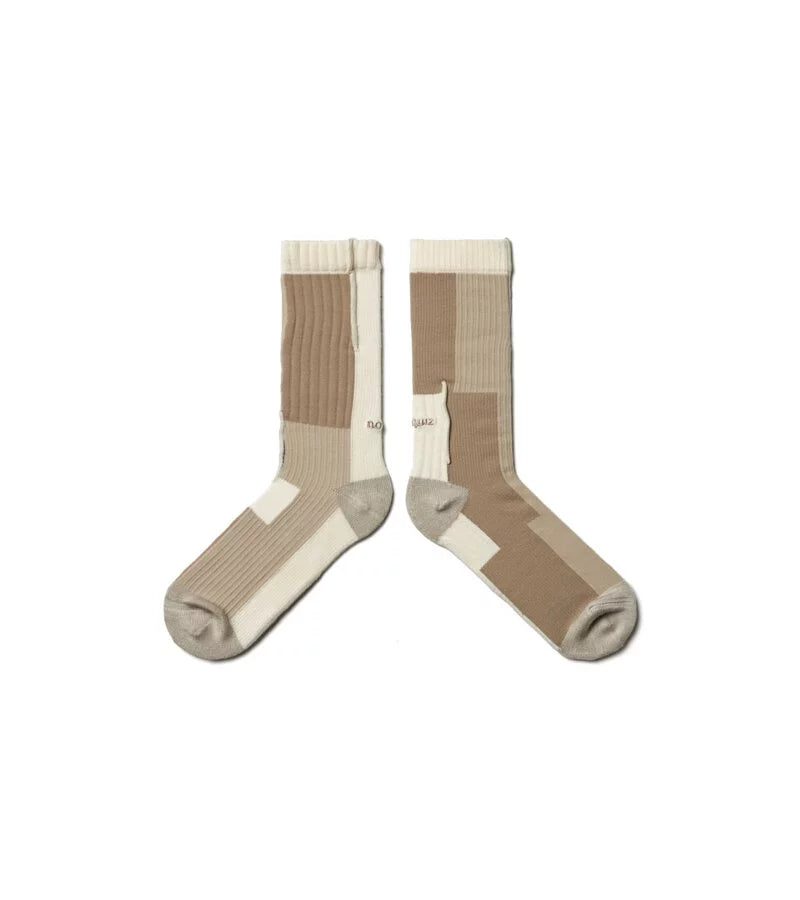 Patch Beige - Patchwork Crew socks