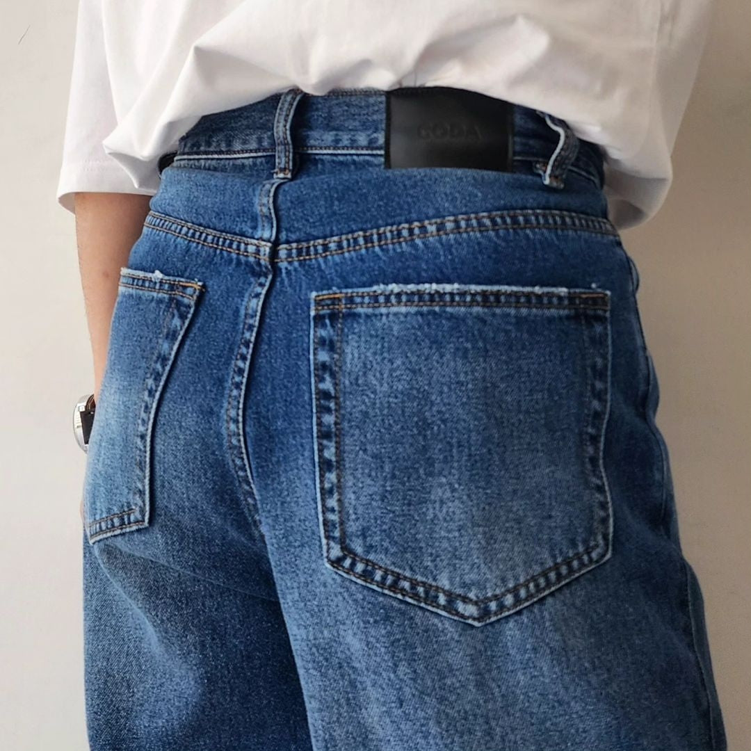CODA / Indigo Denin Flared Cut Cargo Pants
