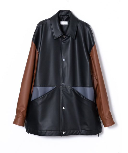 TAUPE / Laminate Blocking Coach Jacket