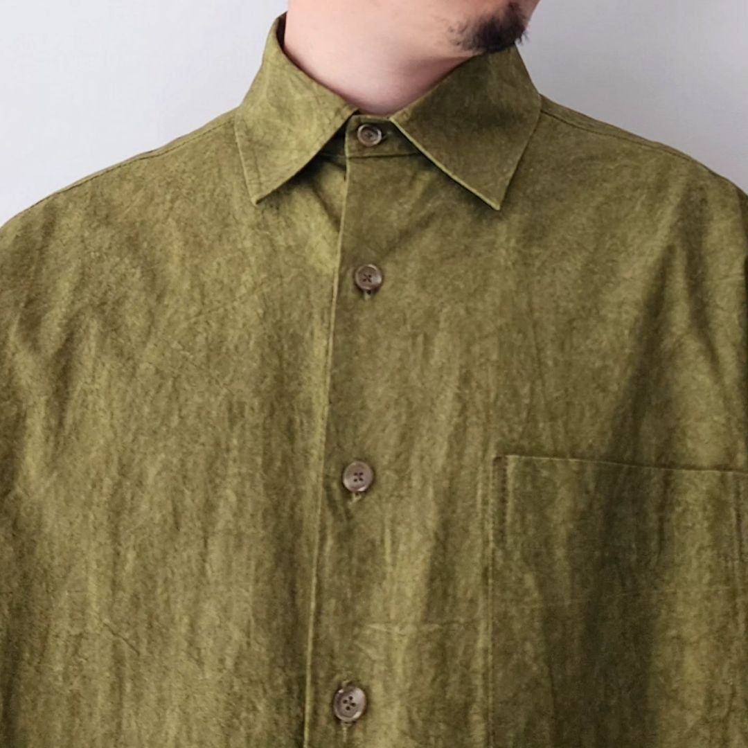 MERELY MADE / Olive Green Merely Natural Dyed Lazy Over Shirt