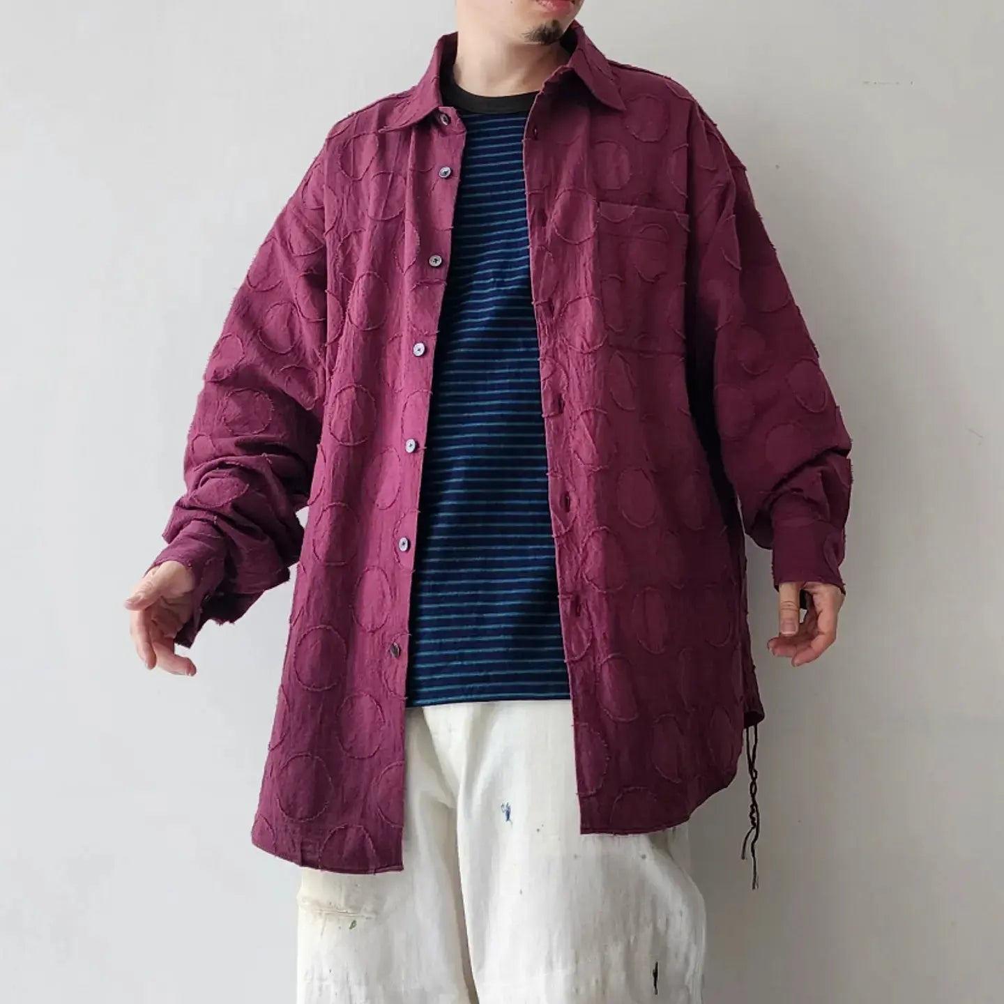 Vintage Purple Jacquard Oversize Shirt