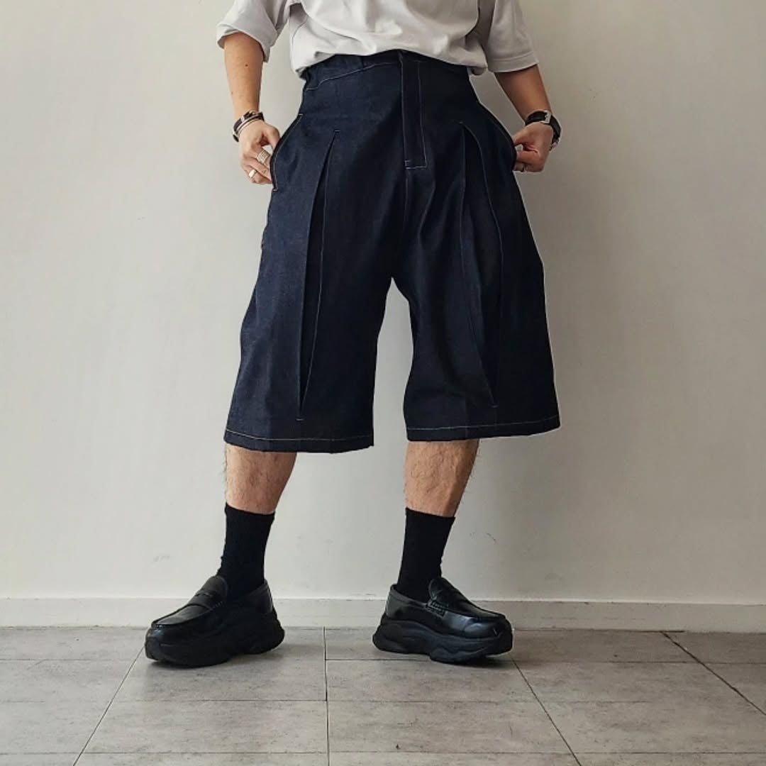 sage’NATION Welt Short Denim Raw Indigo SAGE NATION / Box Pleat Short Denim - Raw Indigo – Tree and