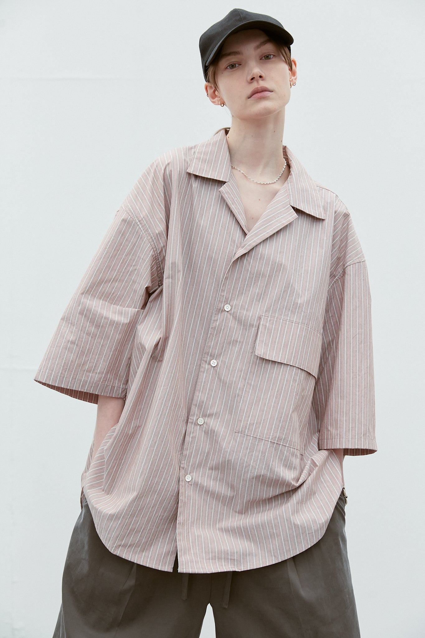 Oversized Stripe Cotton Collar Shirt (RyoTakashima x Tree And Branch)